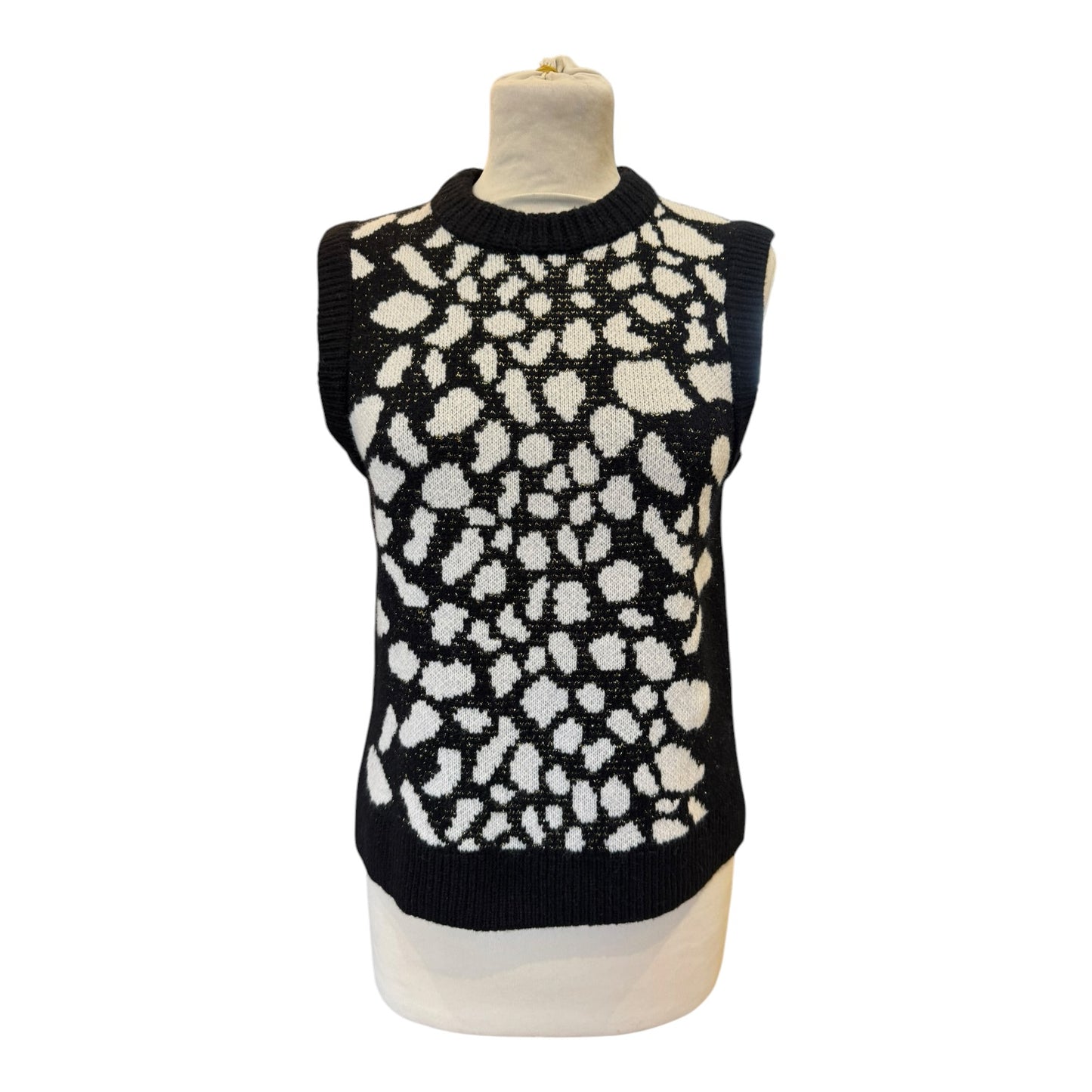 Jigsaw Leopard Jacquard Knit Tank in Monochrome - 6 - NEW