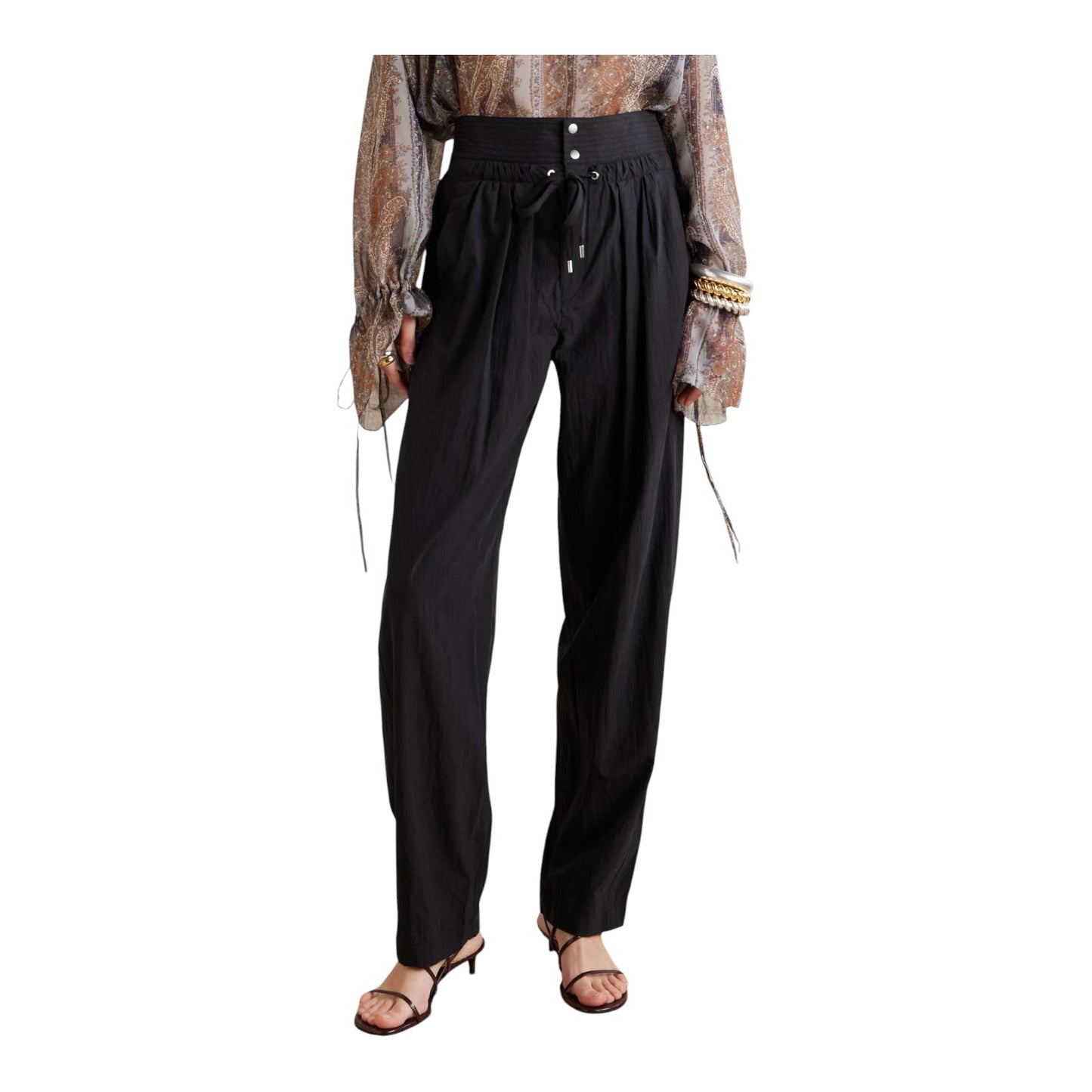 Isabel Marant Black Gleen Pleated Tapered Pants - 10