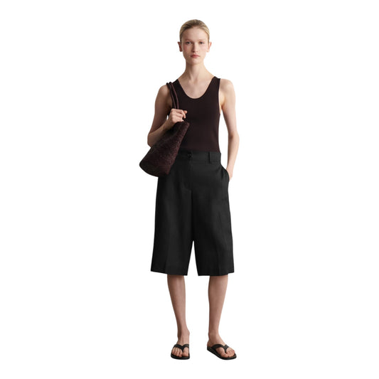 COS Black Linen Utility Bermuda Shorts - 8/10 - NEW