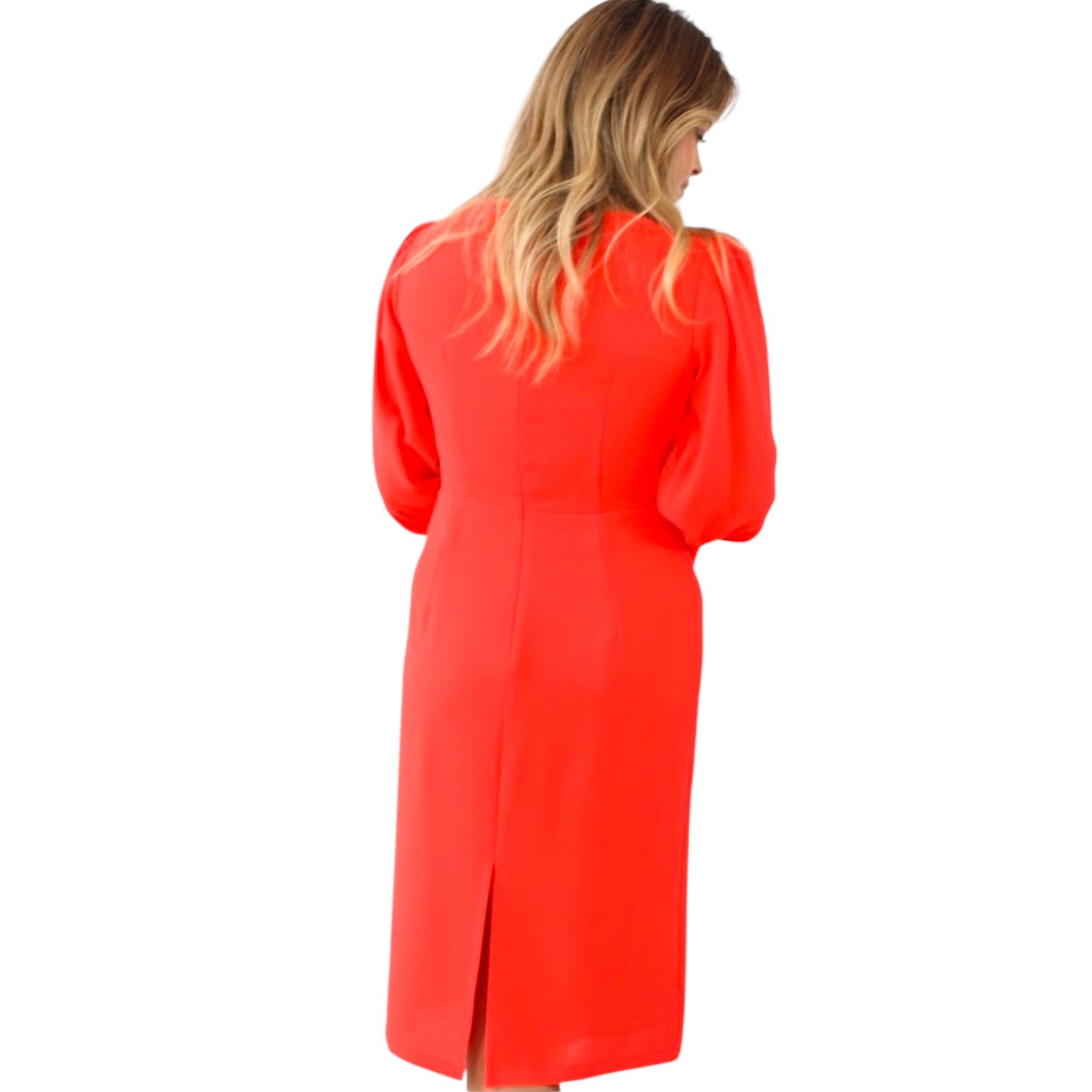 Kate Cooper Frill Cuff Fitted Dress Orange