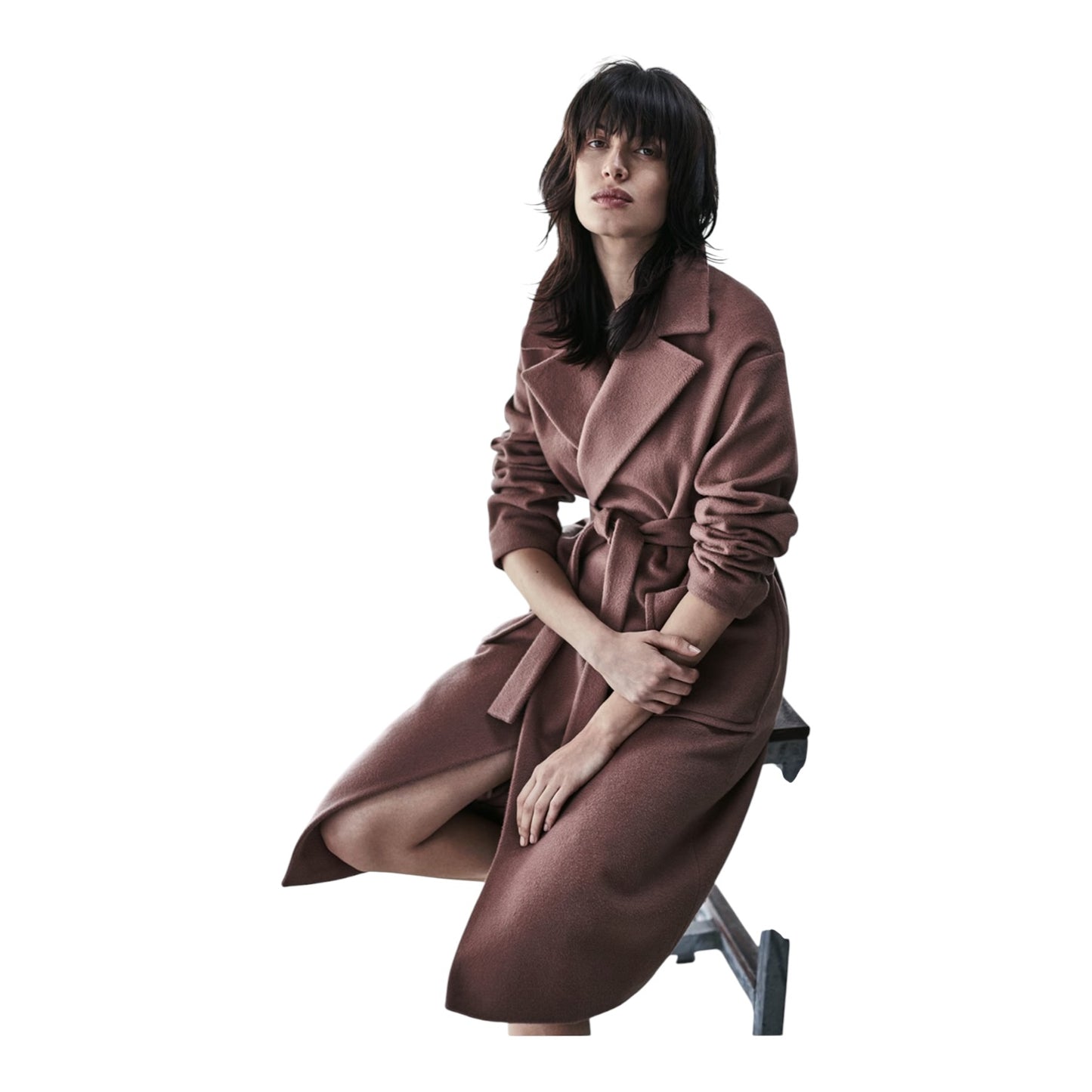 Jigsaw Blush Rose Wrap Wool and Cashmere Coat - 12