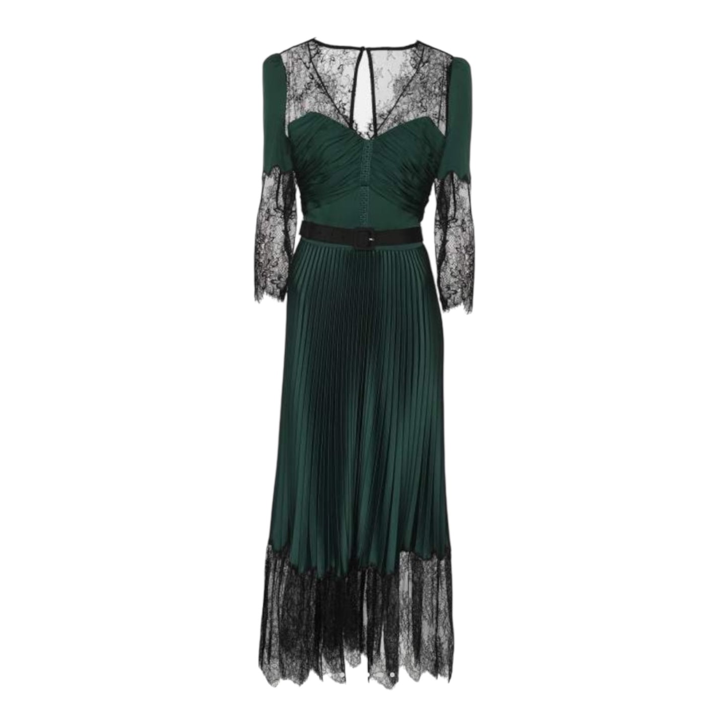 Self Portrait Green and Black Lace Dress - 12