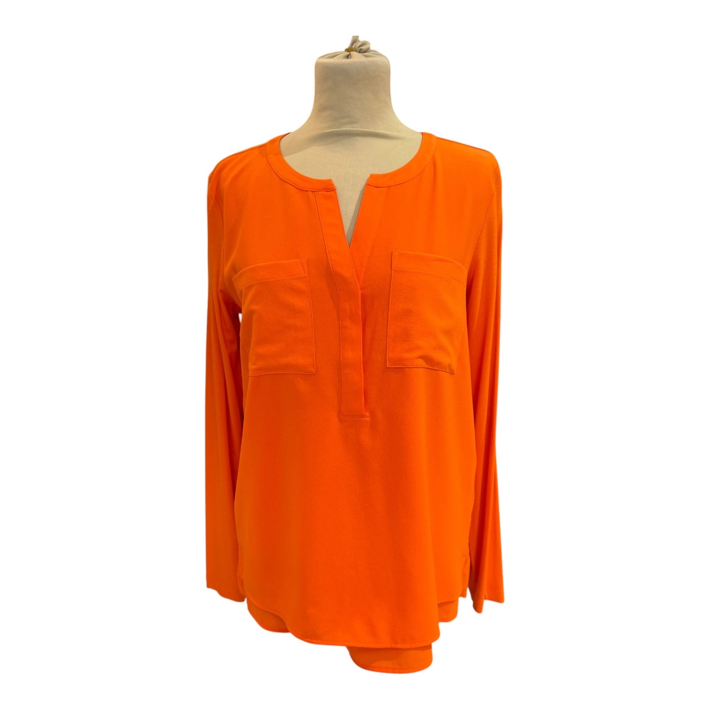 Milano Orange Notch Neck Top - 10 - NEW