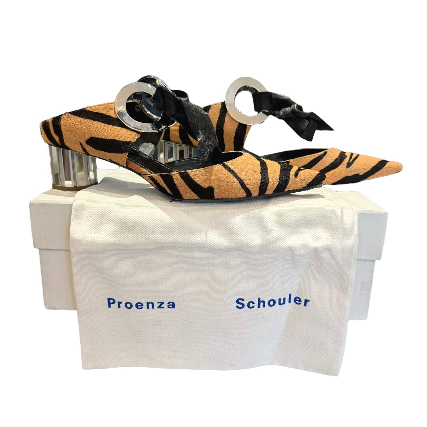 Proenza Shouler Animal Print Mirrored Heel Mules - 7.5