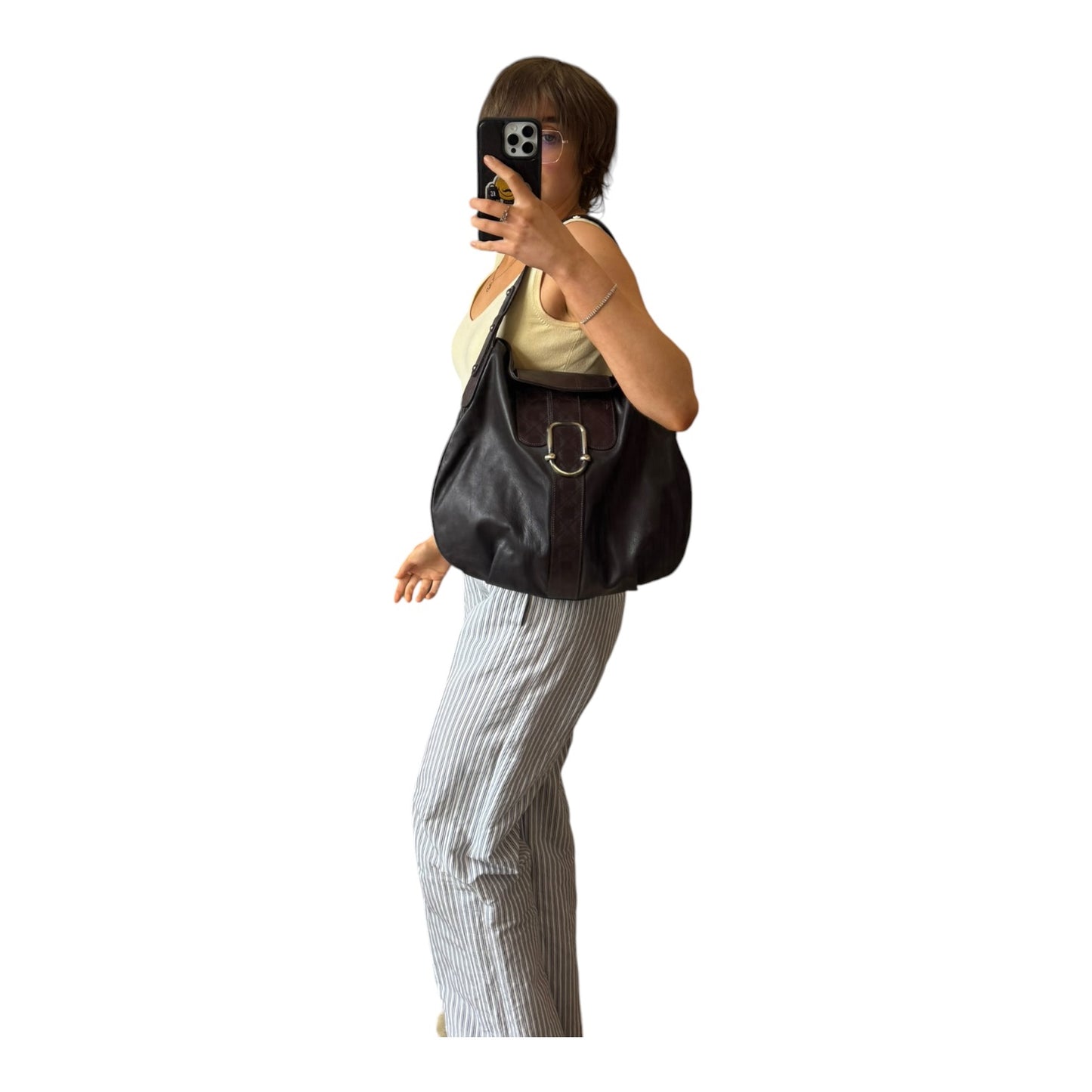 Emporio Armani Brown Leather Hobo Bag