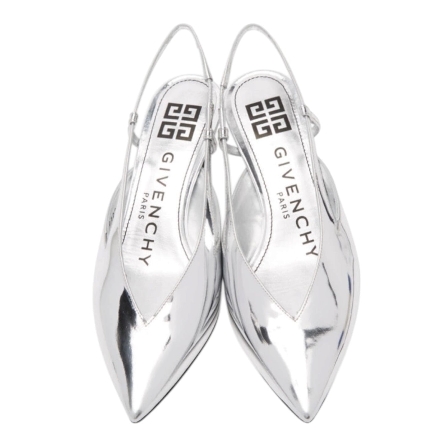 Givenchy Silver Mirror 3V Slingback Pumps - 37/4