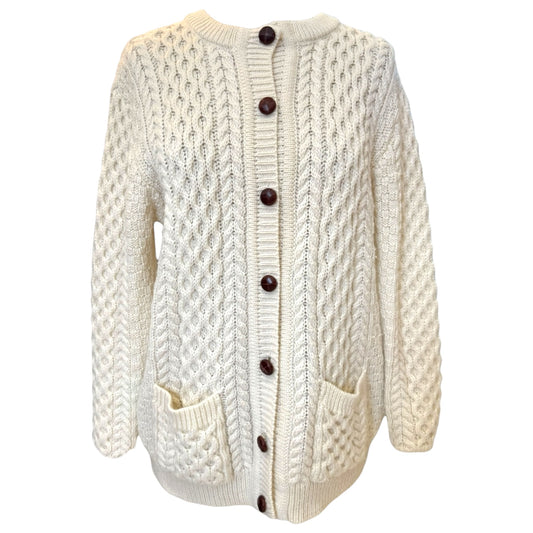 Original Aran Co. Merino Wool Cream Cardigan - 10