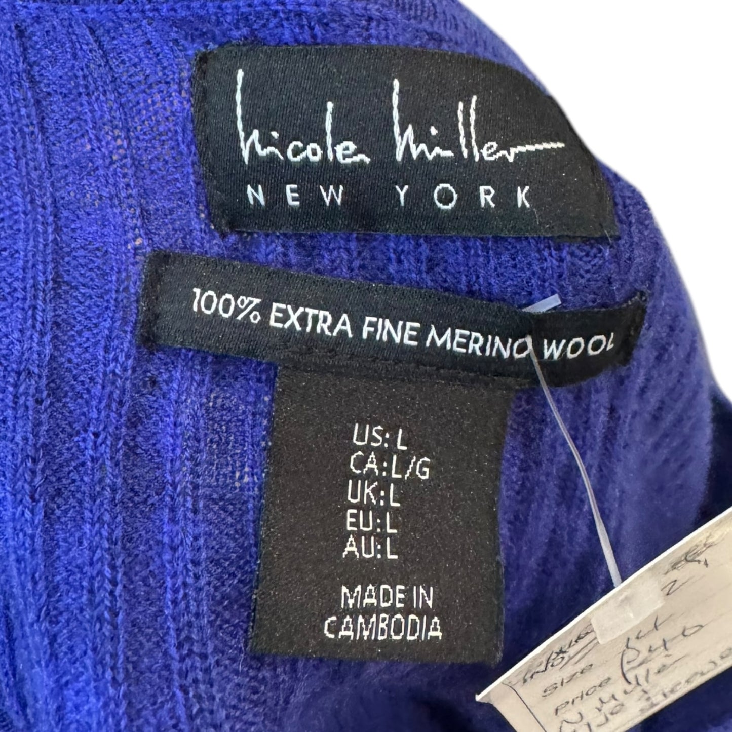 Nicole Miller Blue Merino Wool Jumper - 14