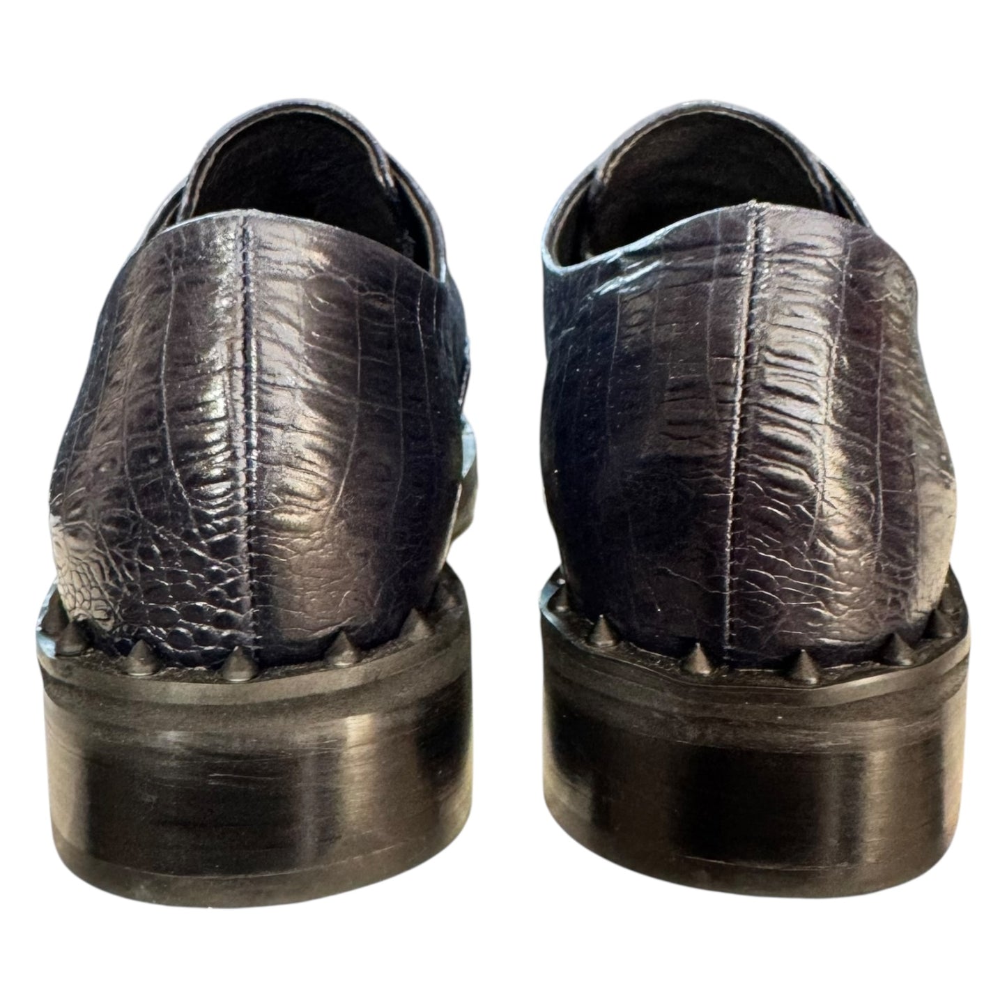 Bibi Lou Navy Textured Leather Brogues - 41 / 8