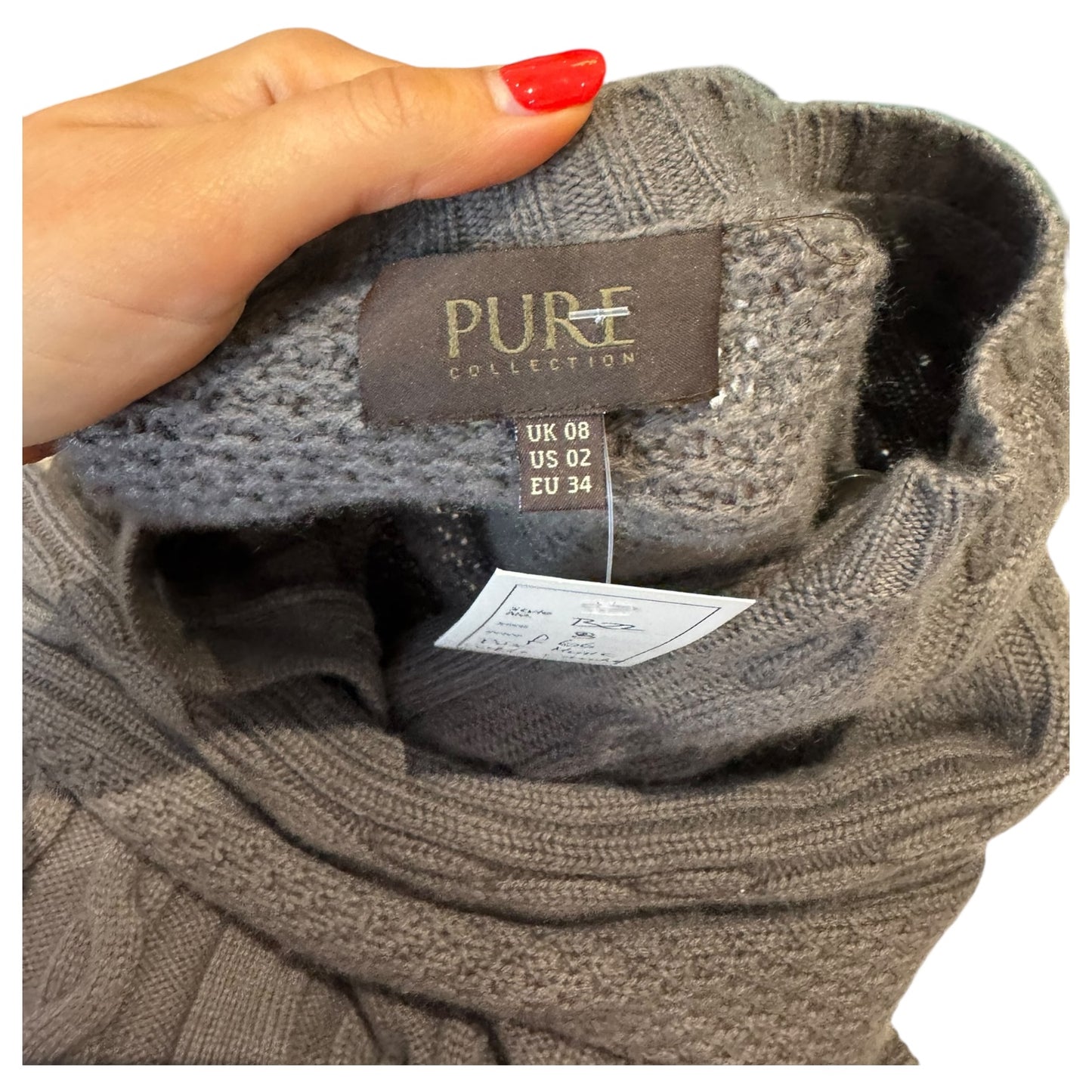 Pure Collection Mink Cable Knit Wool and Cashmere Cardigan - 8