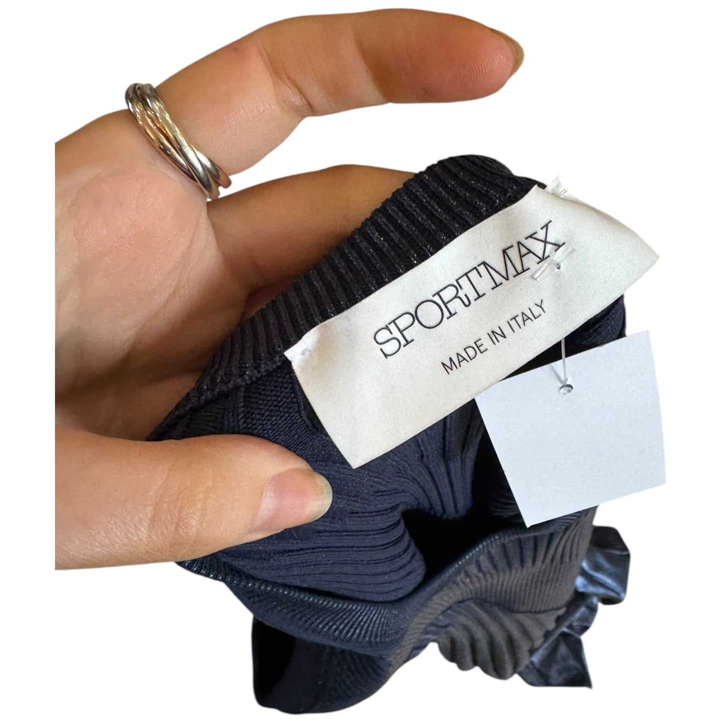SportMax Navy Metallic Knit Dress - 10