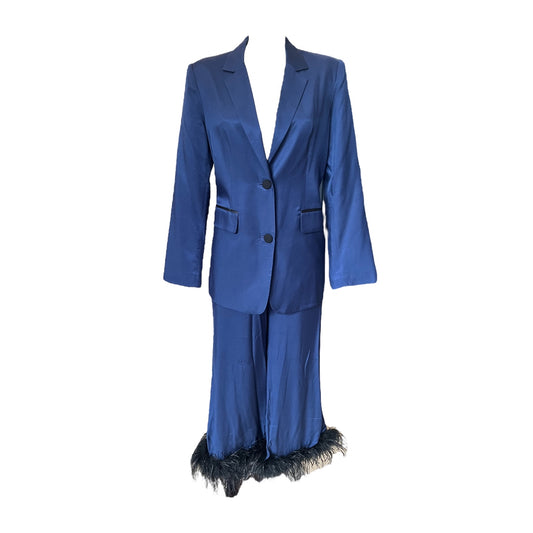 NEW Kitri Navy Trouser Suit with Feathers