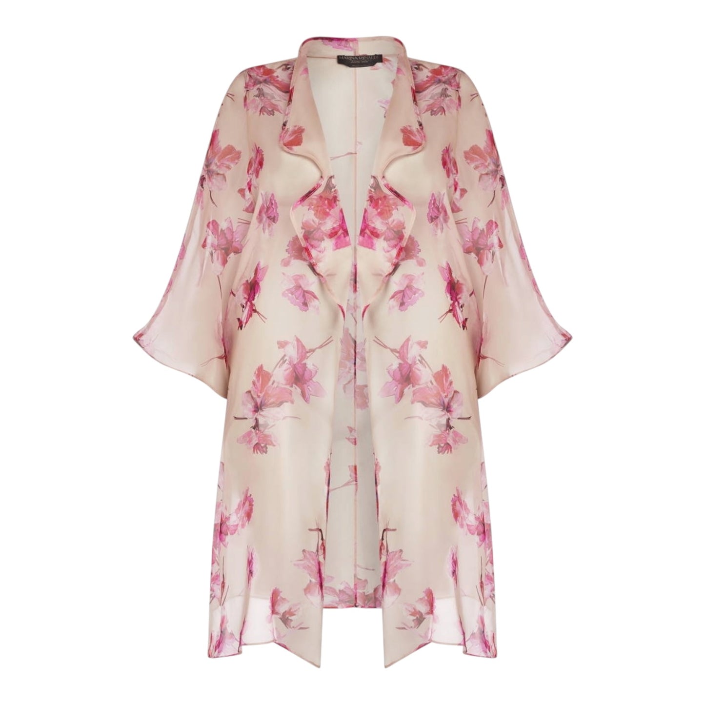 Marina Rinaldi Pink Floral Silk Duster Coat - 16 - NEW