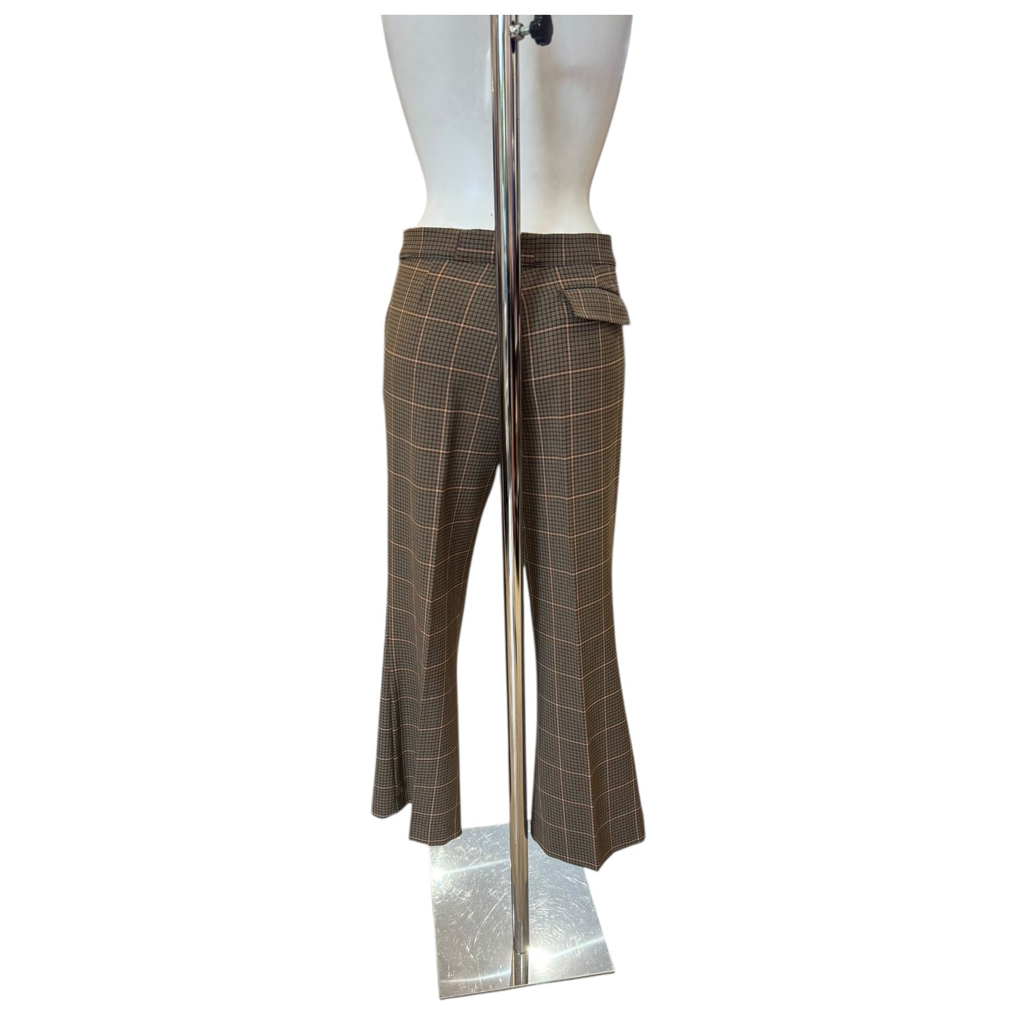 Grifoni Tan and Teal Check Flare Leg Suit - 10