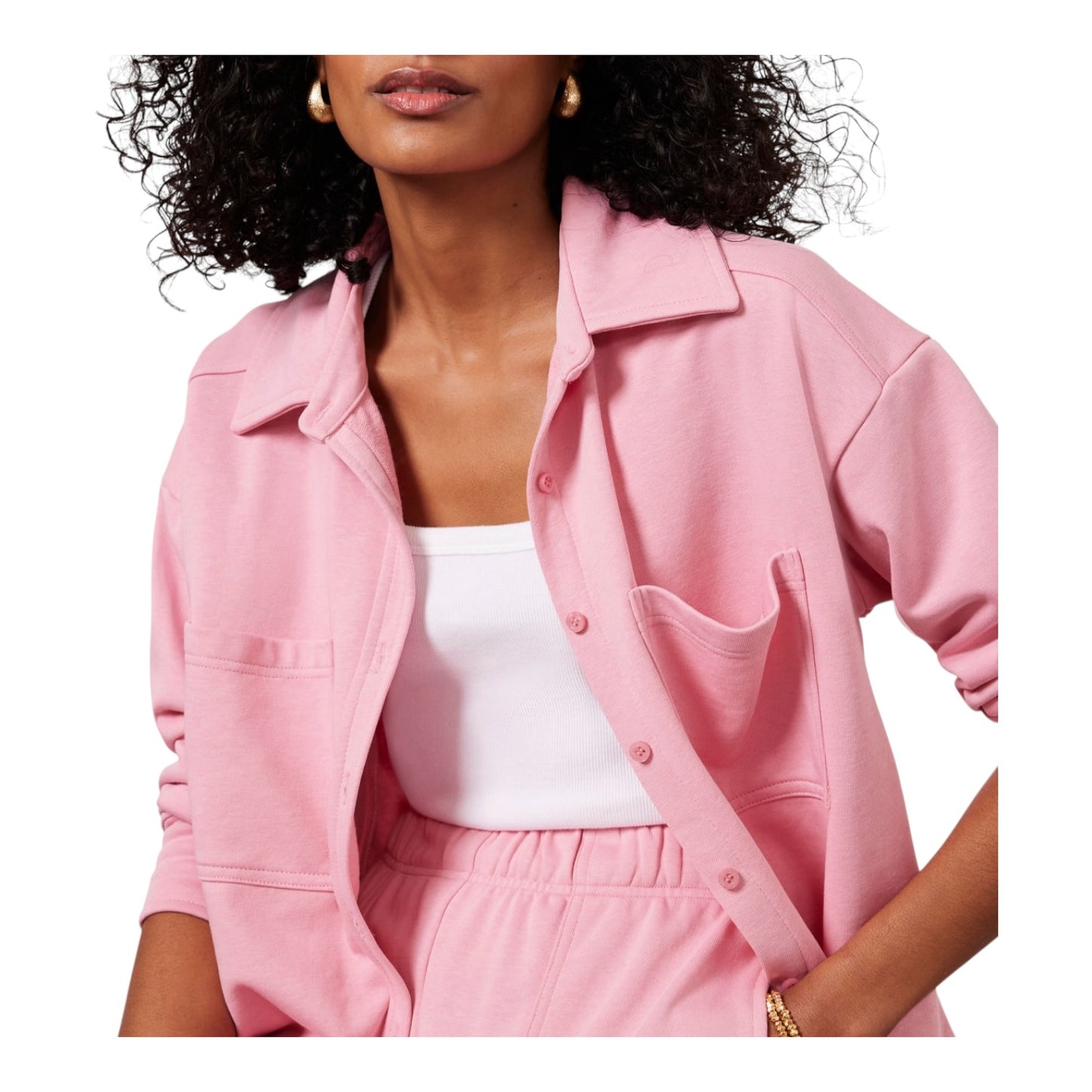 Mint Velvet Pink Double-Cuff Overshirt - 12/14