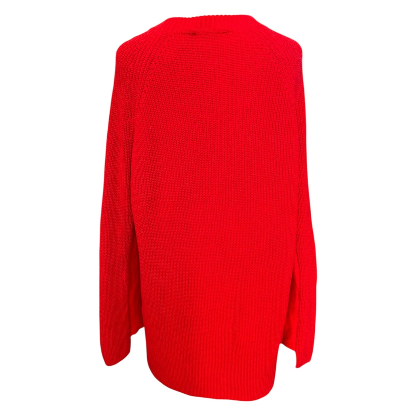 Oui Red Cotton Rib Knit Sweater - 18