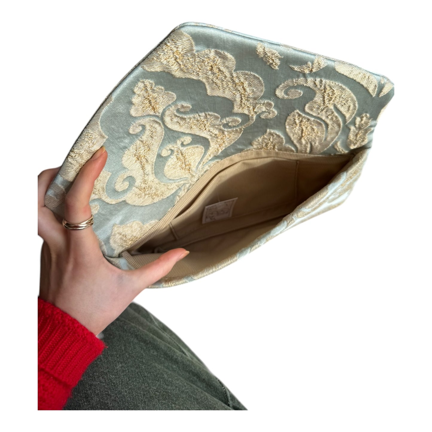 Unico Unique Blue and Gold Brocade Bag - NEW