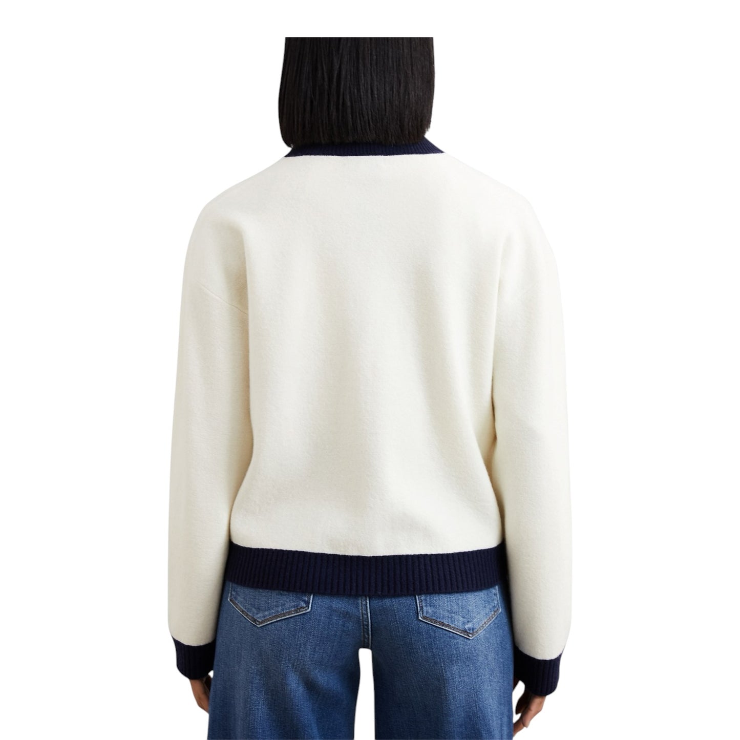 Reiss Cream and Navy Wool Cashmere Cardigan - 10/12