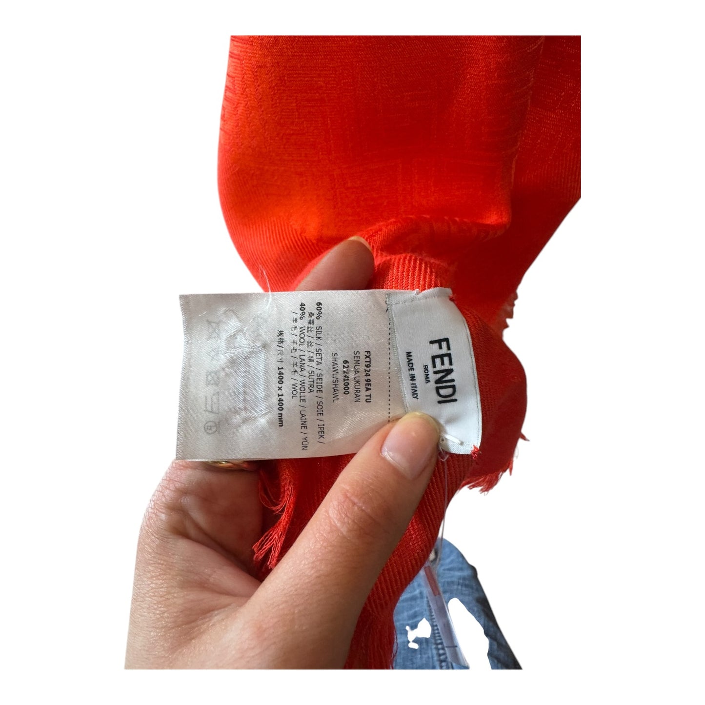 Fendi Monogram Zucca Orange Wool and Silk Scarf