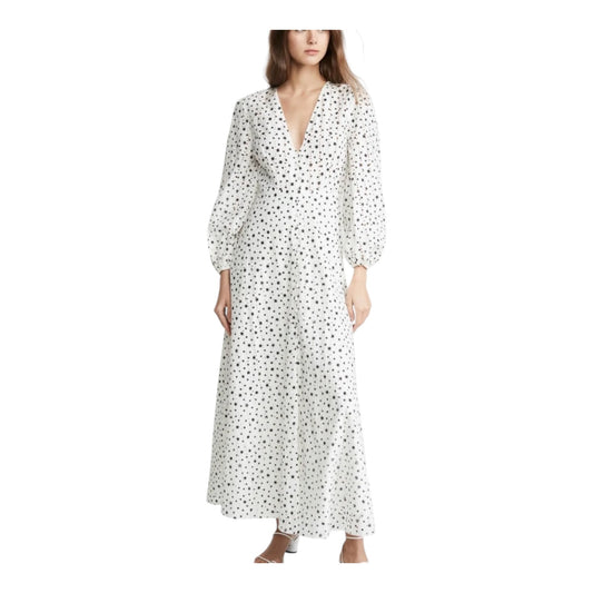 Rixo Blair Broderie Anglaise White and Black Dress - 14/16