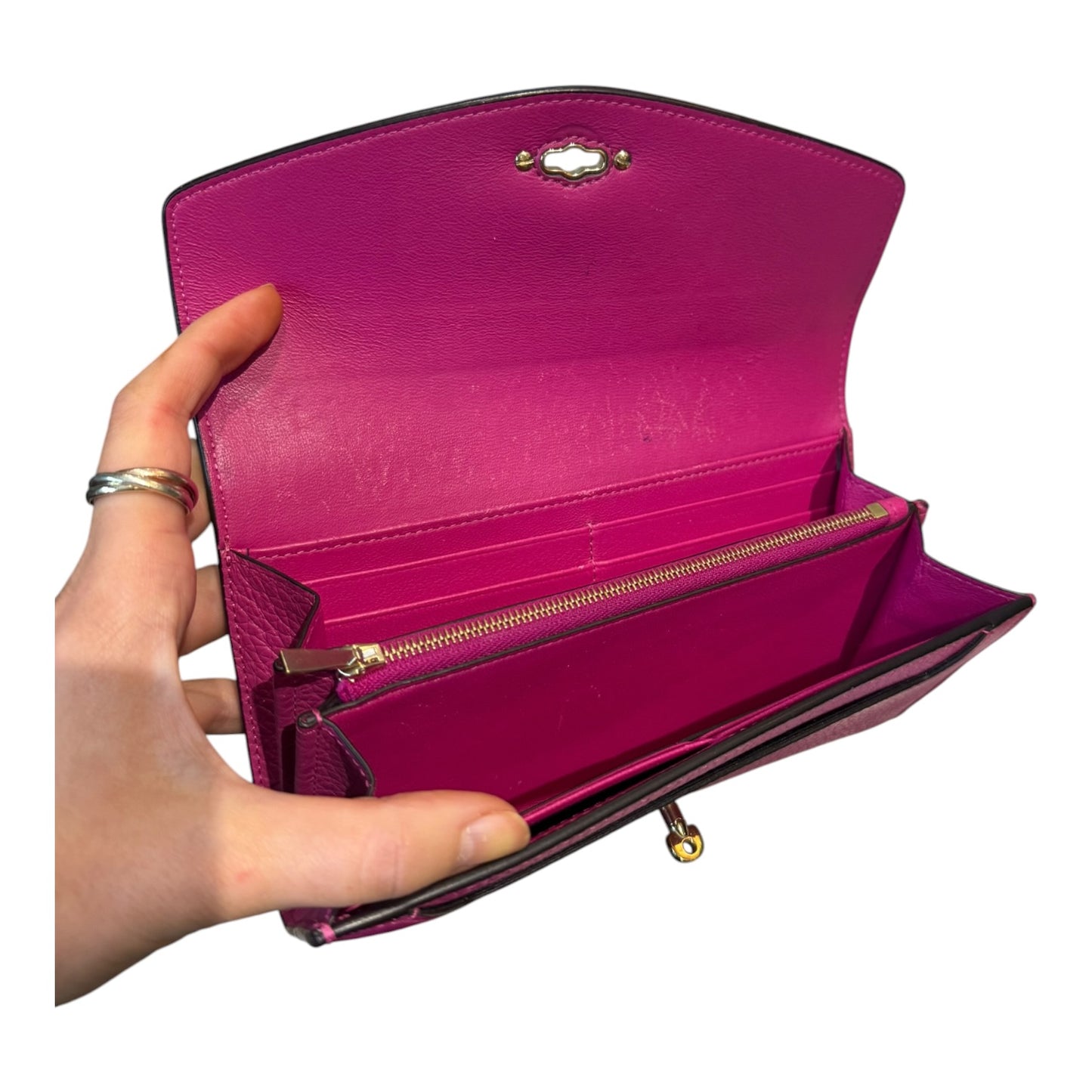 Mulberry Darley Long Wallet Purse in Deep Pink Cross Grain