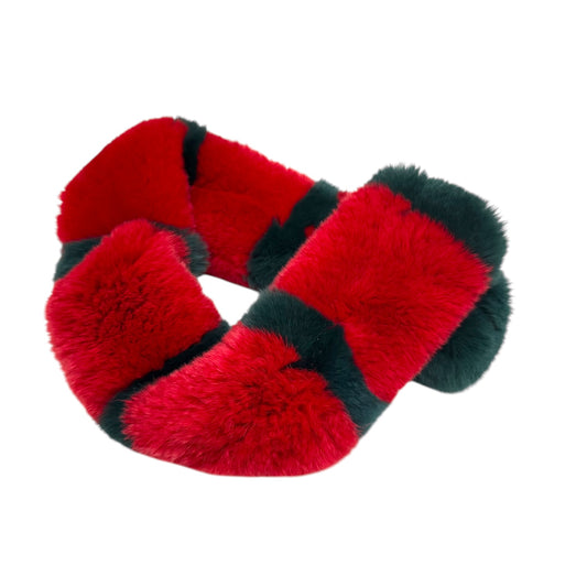 Gucci Red and Green Fur Scarf