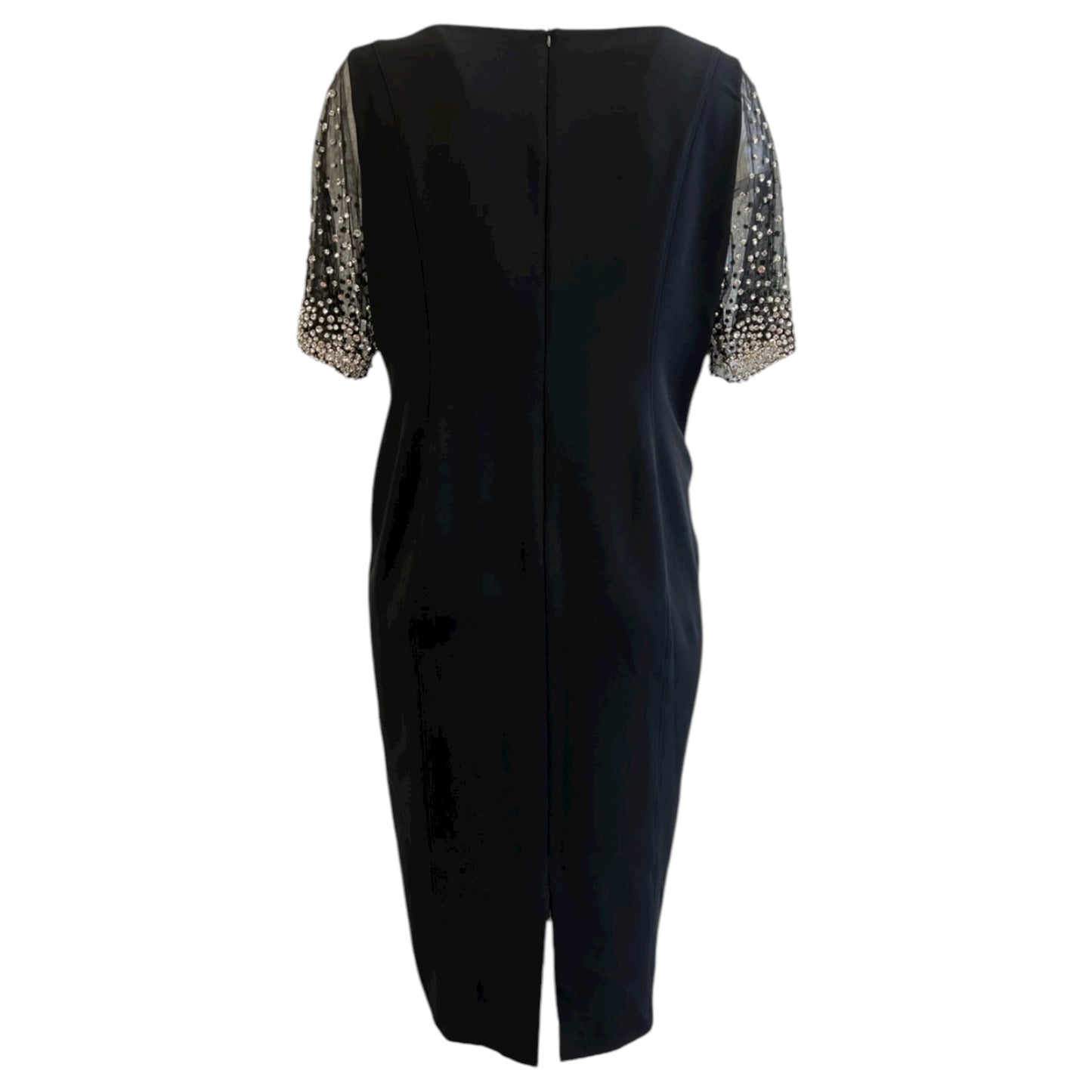 Marina Rinaldi Black Beaded Sleeve Sheath Dress - 16