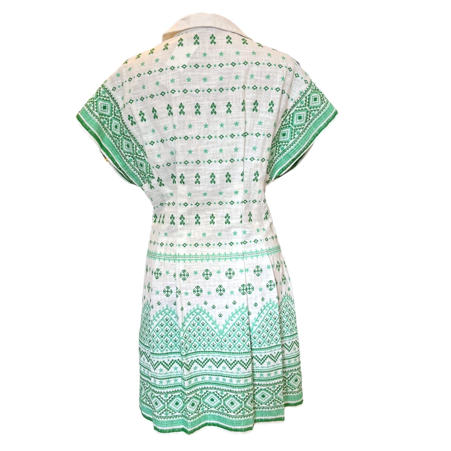 Maje Cream and Green Embroidered Dress - 10