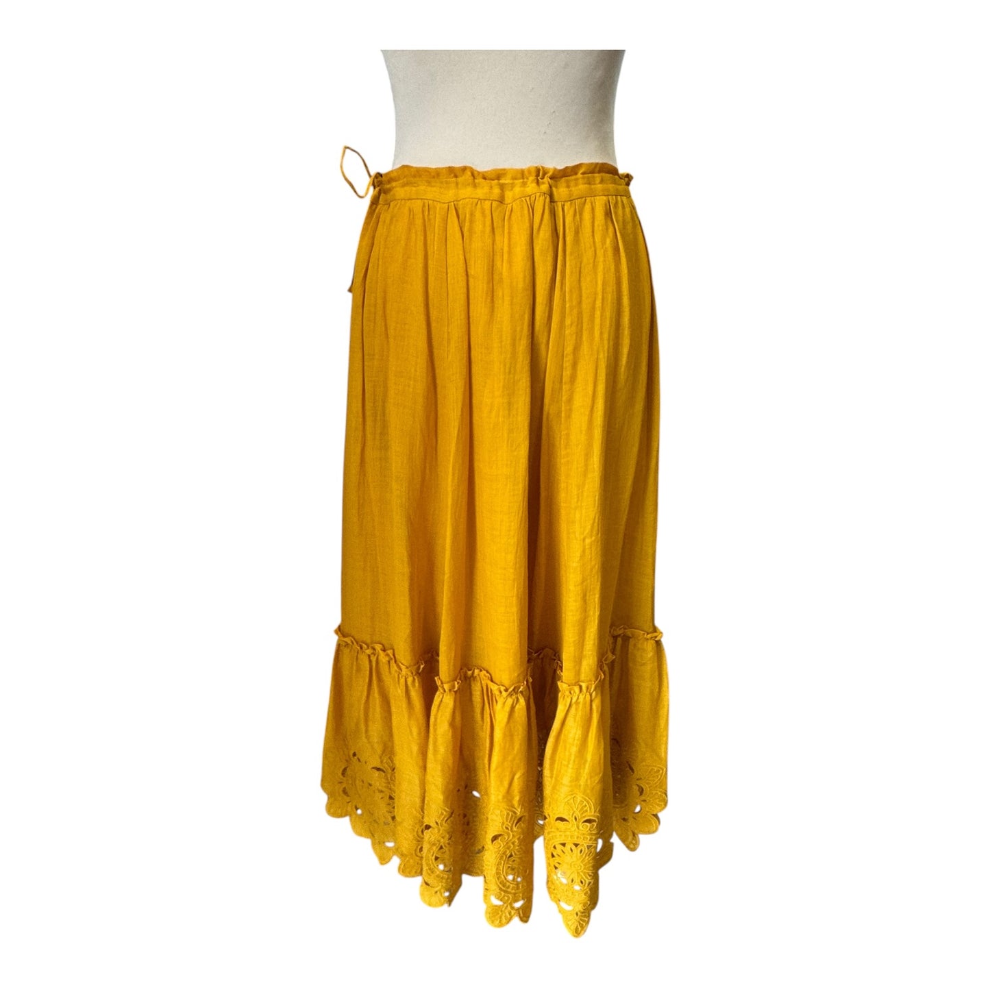 Zimmermann Mustard Teddy Scallop Midi Skirt - 8/10