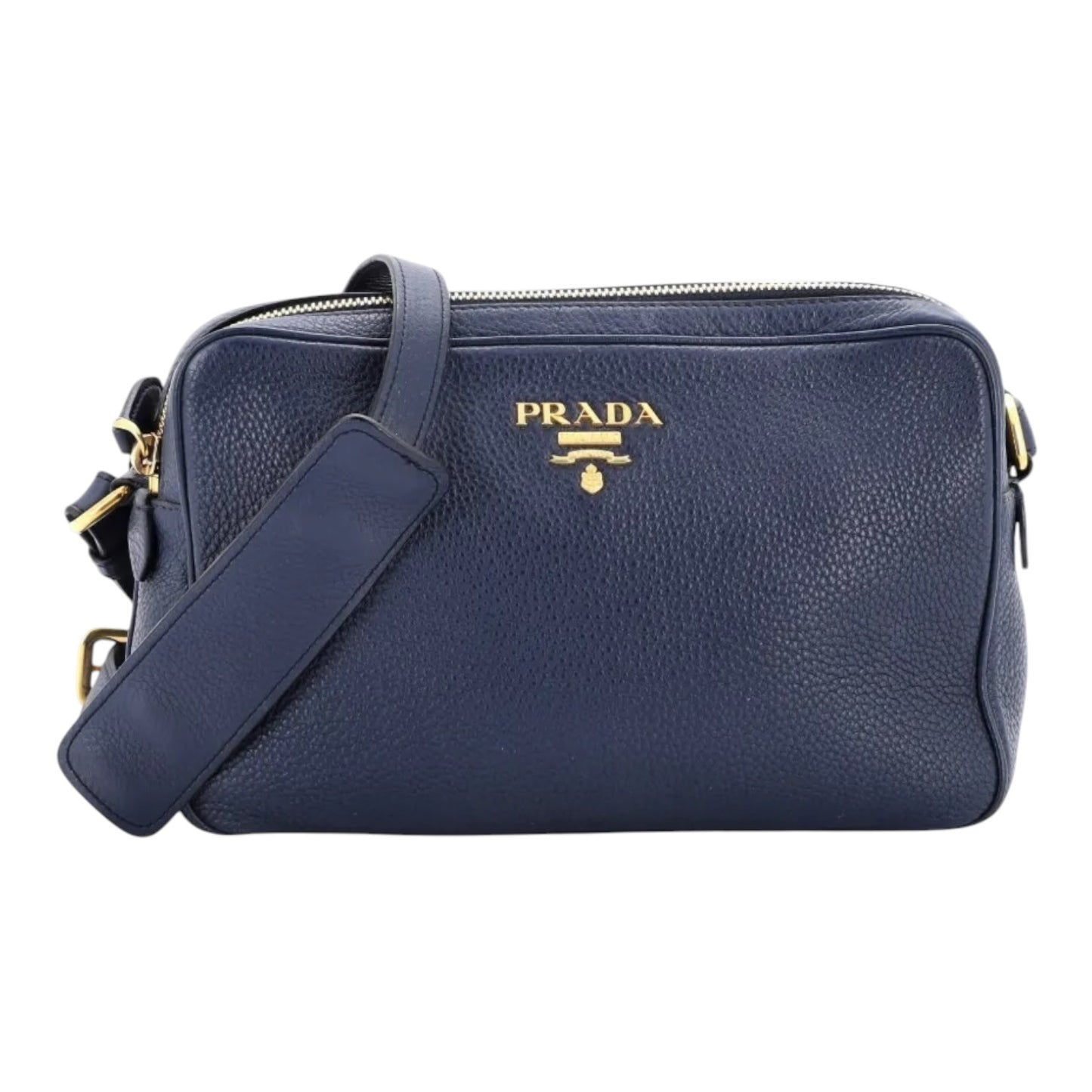 Prada Navy Blue Vitello Phenix Leather Cross Body Bag