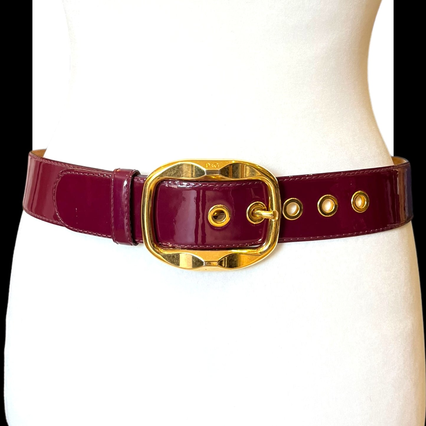 D&G Maroon and Gold Leather Belt