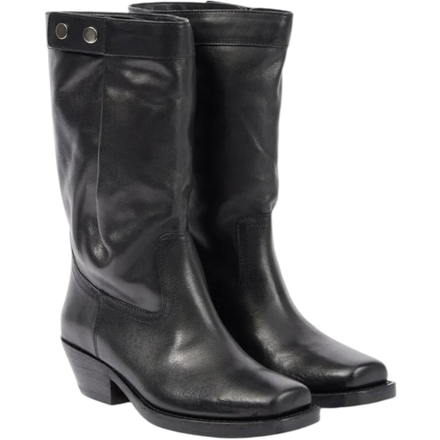 Isabel Marant Ademe Black Leather Cowboy Boots - 39 / 6 - NEW