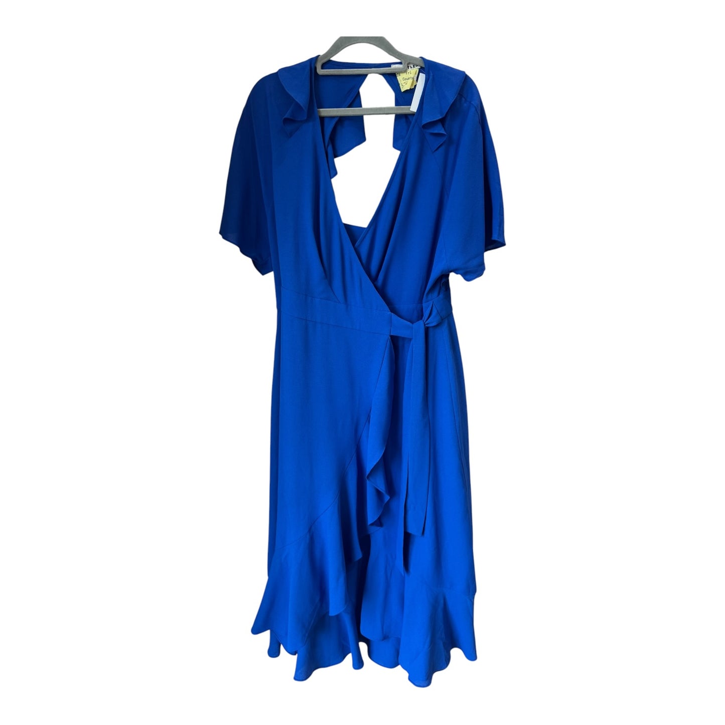 Whistles Blue Abigail Frill Wrap Midi Dress - 12