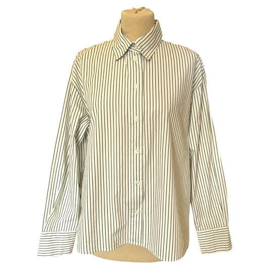 The Shirt Company  100% Cotton White and Green Stripe Shirt - 10