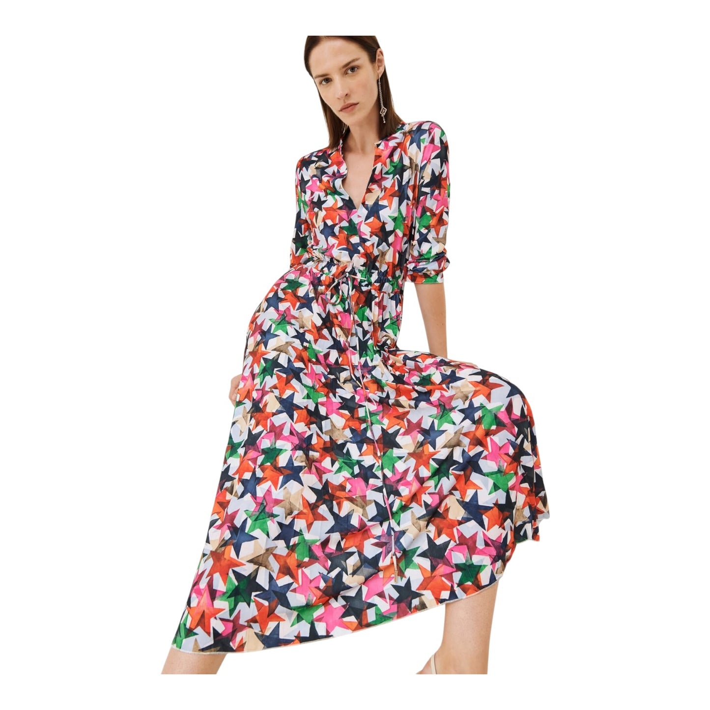 Marella Callas Fuchsia Pink Star Print Jersey Dress - 12