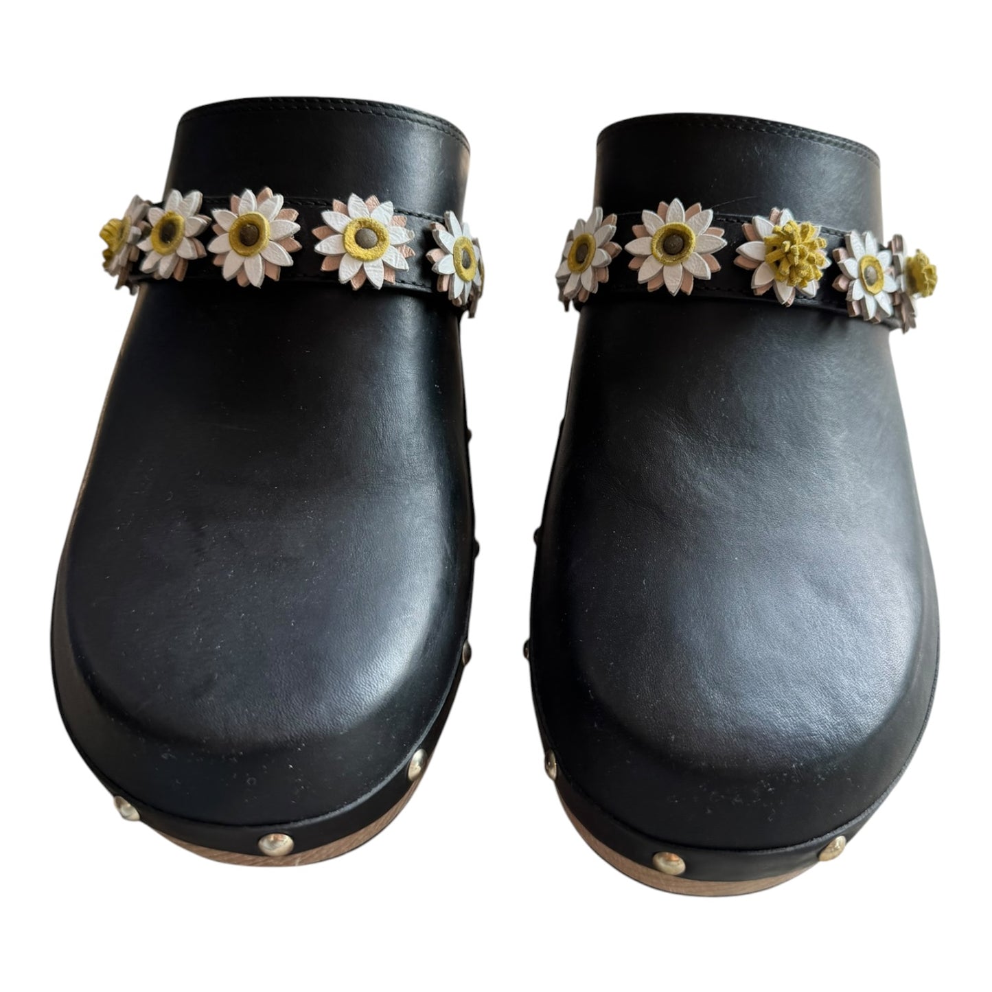 Fabrizio Viti Black Jean Daisy 50 Leather Clogs - 40/7