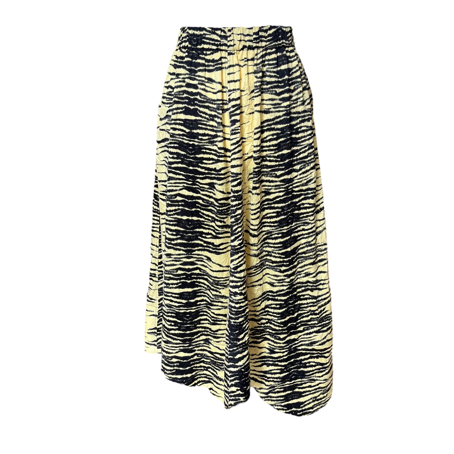 NEW Ganni Yellow and Black Animal Print Midi Skirt