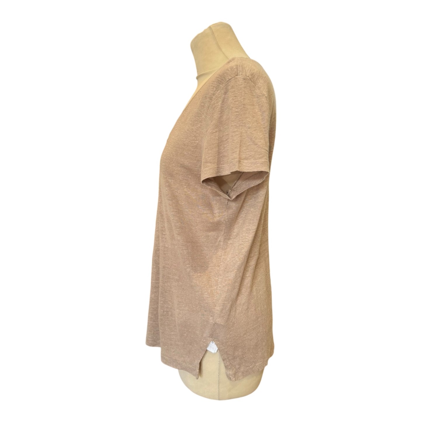 Reiss Lottie Linen V Neck T-Shirt in Mink - 12