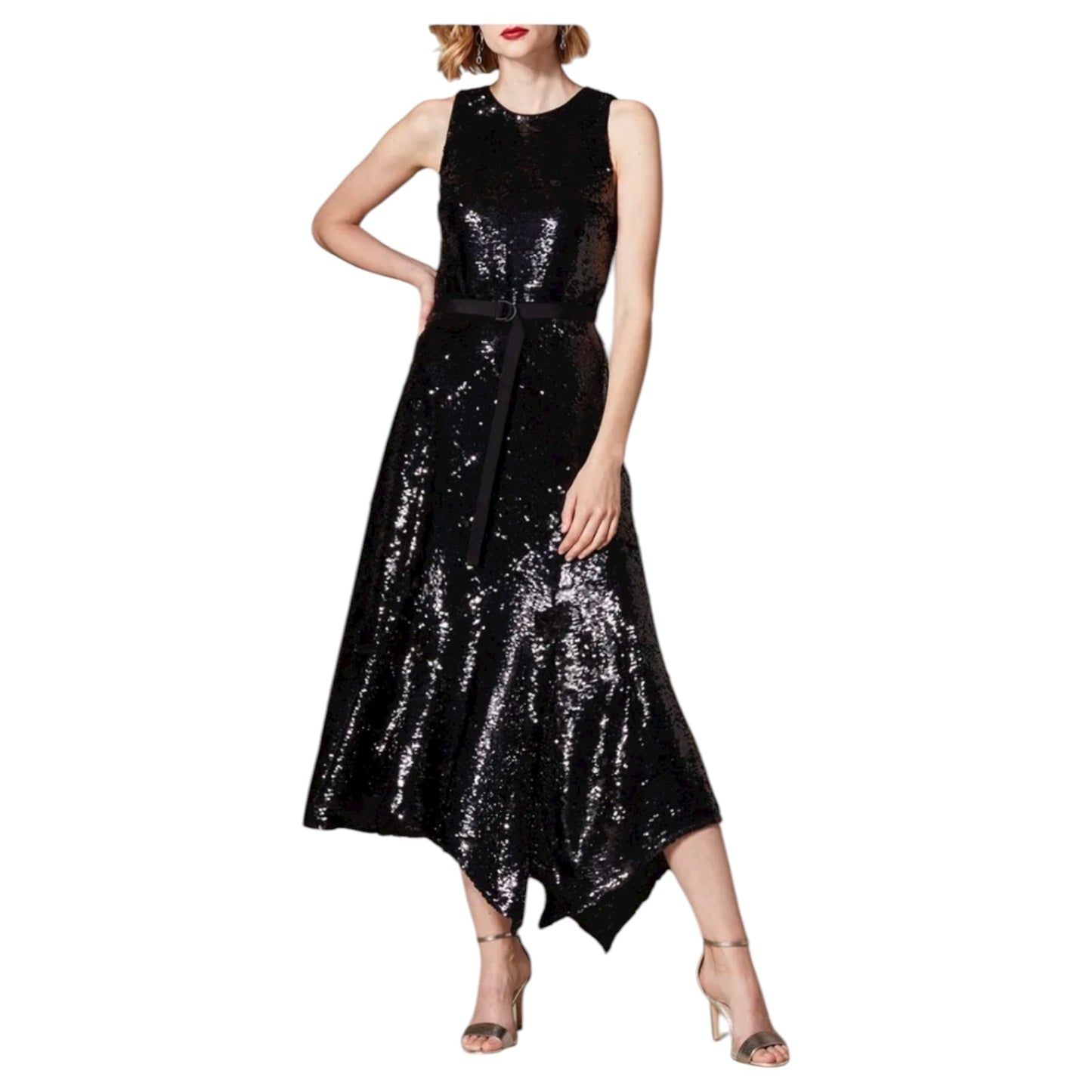 Karen Millen Black Sequin Midi Dress - 6/8