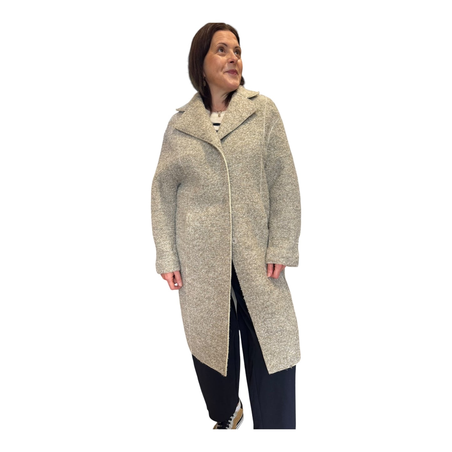 Annette Gortz Cream Beige Boucle Coat - 12