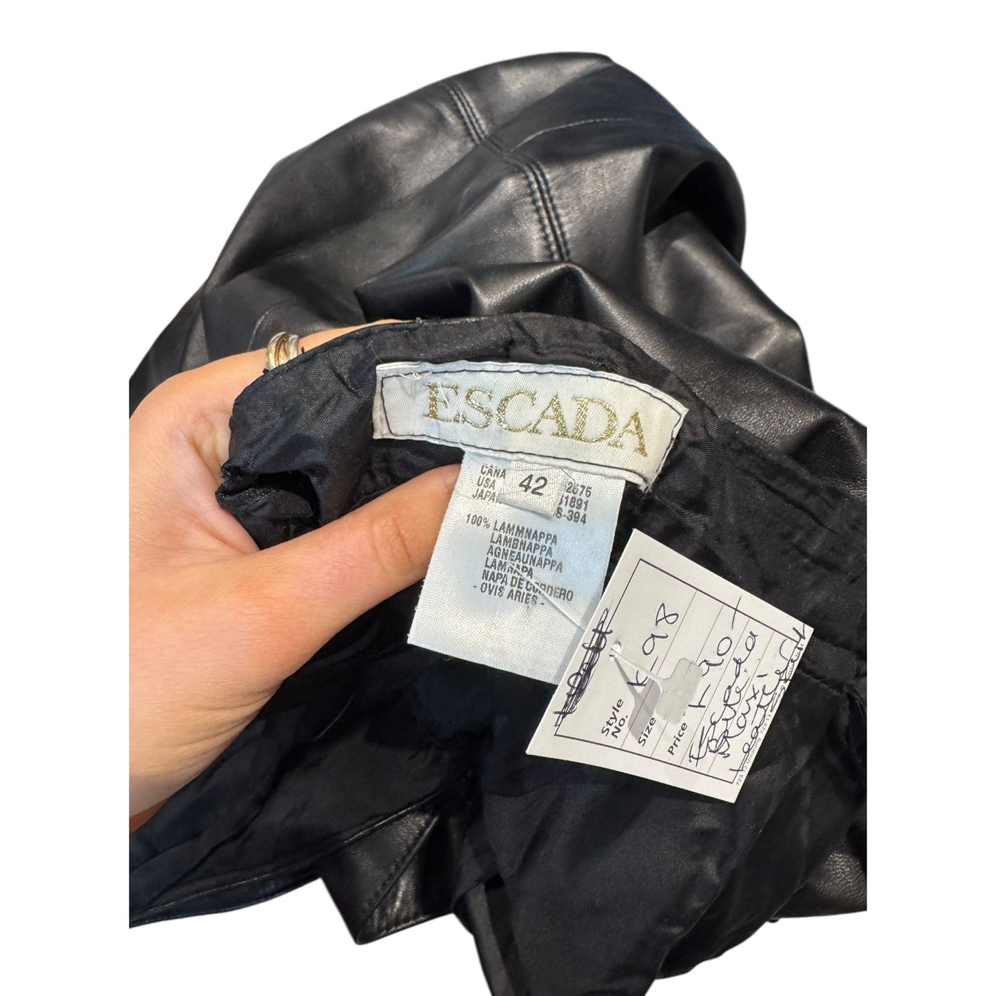 Escada Black Maxi Leather Skirt with Slit - 10