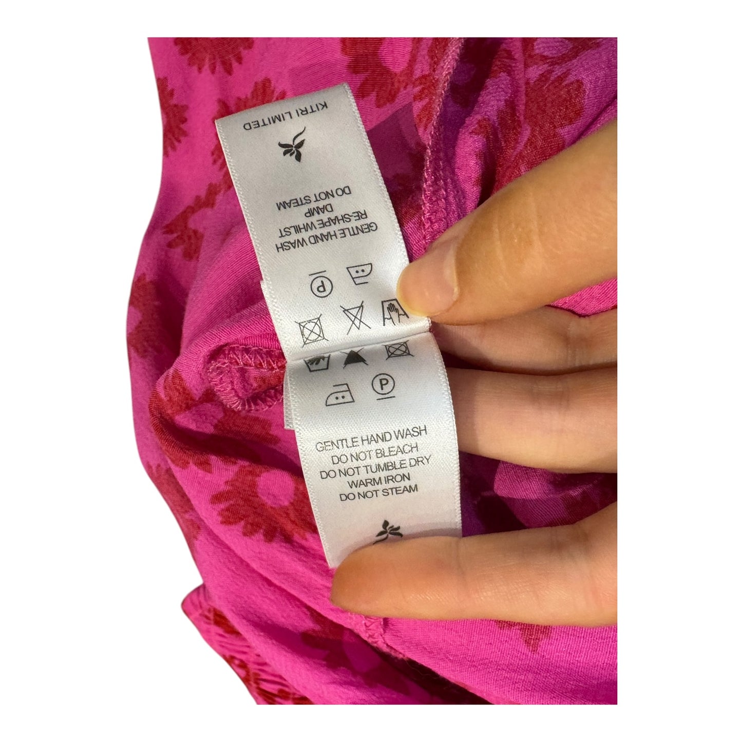 Kitri Petra Pink Daisy Print Shirred Dress - 12