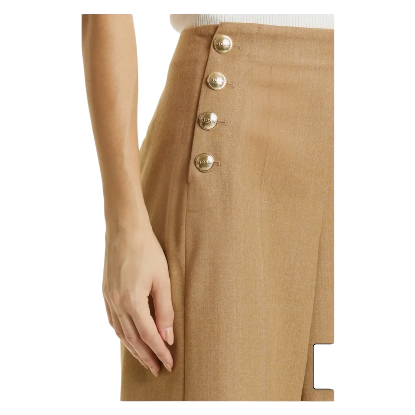 Hugo Boss Tocalita Camel Flare Leg Stretch Wool Trousers - 6/8