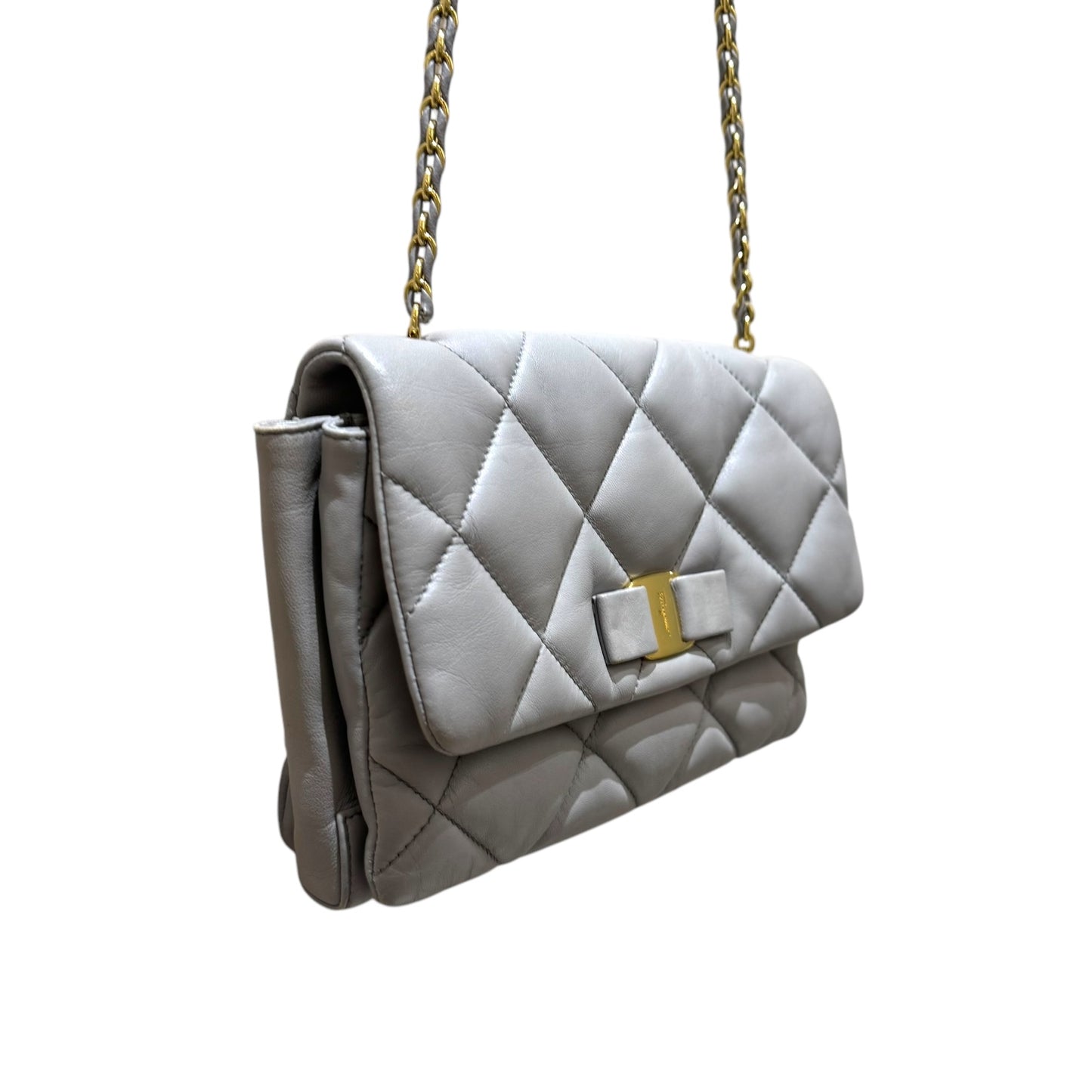 Ferragamo Grey Quilted Shoulder Bag