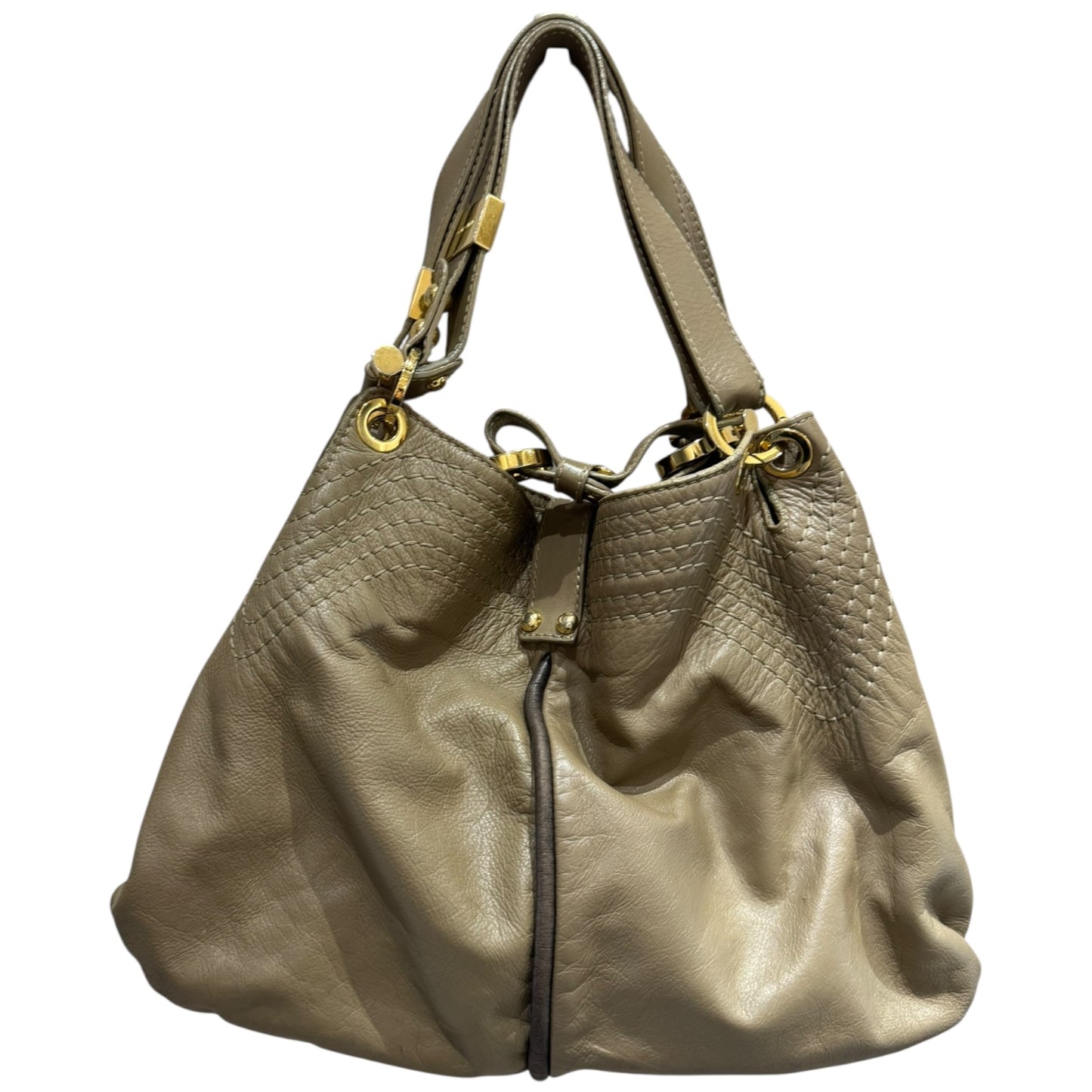 Jimmy Choo Taupe Leather Alex Hobo Tote Bag