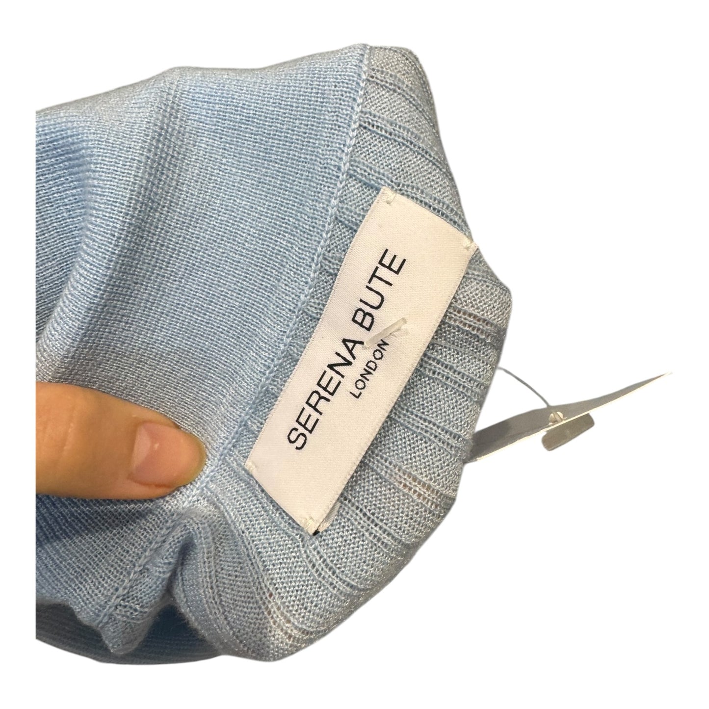 Serena Bute Blue Ribbed Henley Top - 8/10