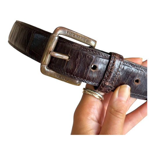 Mulberry Brown Croc Effect Leather Belt