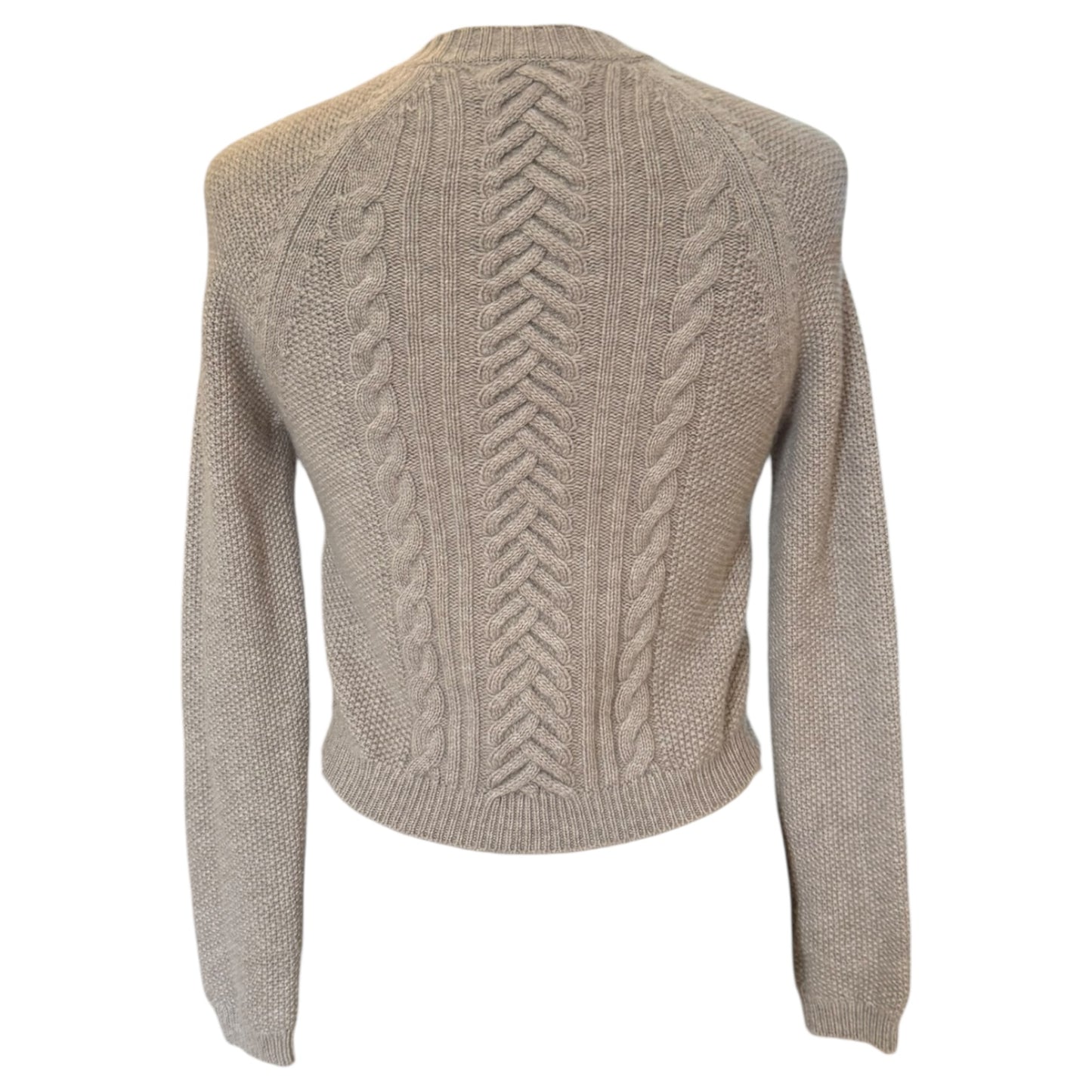 Pure Collection Beige Cable Knit Wool and Cashmere Cardigan - 8