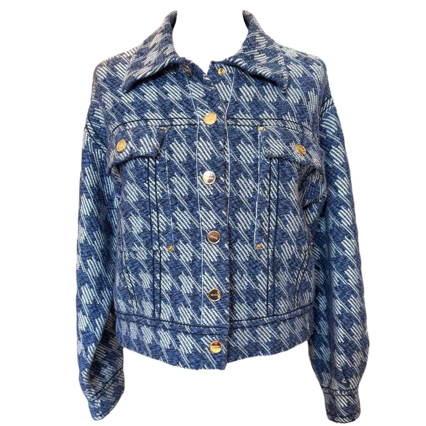 Sandro Blue Tweed Cardigan - 8 (Oversized)