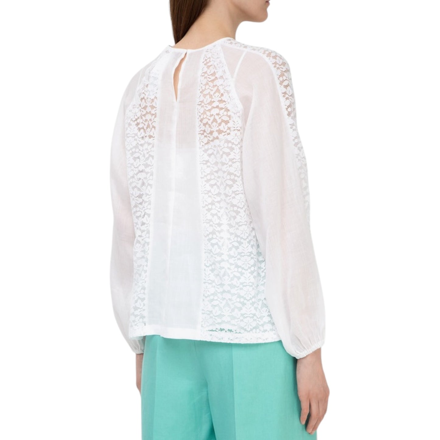 Max Mara Studio White Ramie Lace Blouse - 12